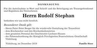 Traueranzeige Rudolf Stephan