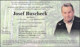 Traueranzeige Josef Buscheck