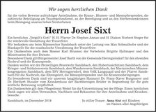Traueranzeige Josef Sixt