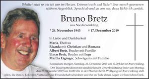 Traueranzeige Bruno Bertz
