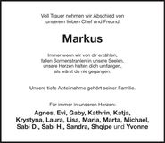 Traueranzeige Markus Sigle