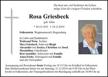 Traueranzeige Rosa Griesbeck