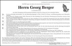 Traueranzeige Georg Berger