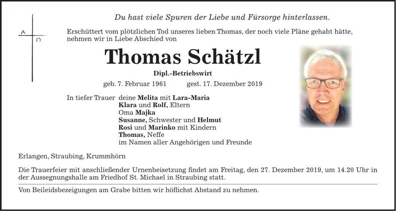 Traueranzeige Thomas Schätzl