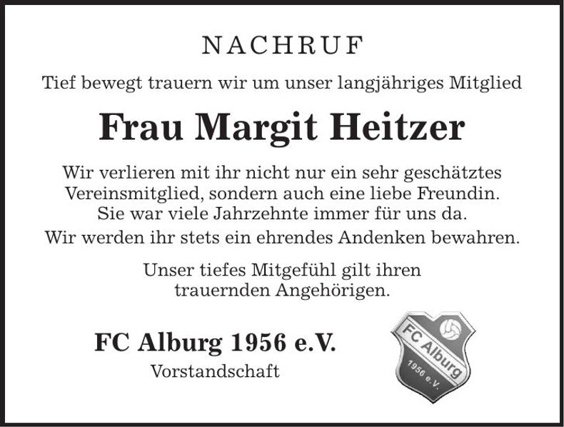 Traueranzeige Margit Heitzer