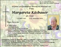 Traueranzeige Margareta Käsbauer