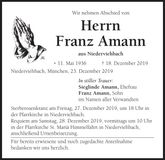 Traueranzeige Franz Amann