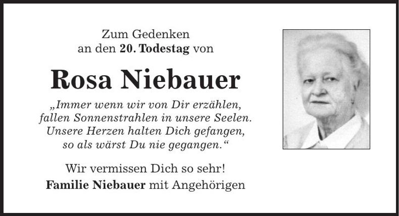 Traueranzeige Rosa Niebauer