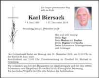 Traueranzeige Karl Biersack