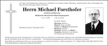 Traueranzeige Michael Forsthofer