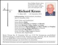 Traueranzeige Richard Kraus
