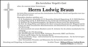Traueranzeige Ludwig Braun