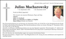 Traueranzeige Julius Macharowsky