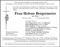 Traueranzeige Helene Bergermeier