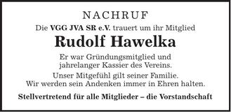 Traueranzeige Rudolf Hawelka