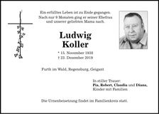Traueranzeige Ludwig Koller