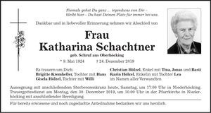 Traueranzeige Katharina Schachtner
