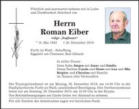 Traueranzeige Roman Eiber