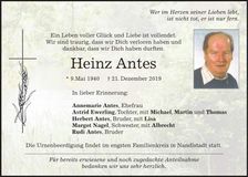 Traueranzeige Heinz Antes
