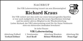 Traueranzeige Richard Kraus