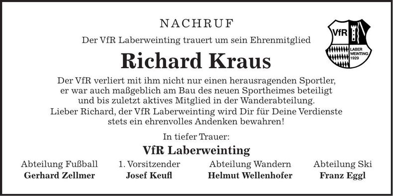 Traueranzeige Richard Kraus