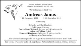 Traueranzeige Andreas Janus