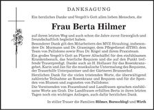 Traueranzeige Berta Hilmer