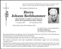 Traueranzeige Johann Rothhammer