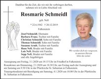Traueranzeige Rosmarie Schmeidl