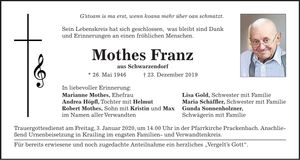 Traueranzeige Mothes Franz