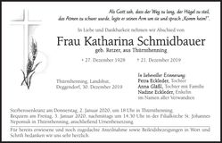 Traueranzeige Katharina Schmidbauer