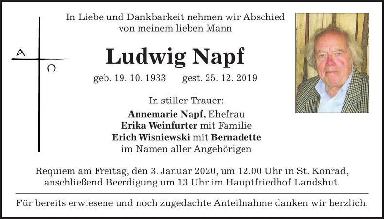 Traueranzeige Ludwig Napf