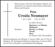 Traueranzeige Ursula Neumayer