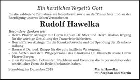Traueranzeige Rudolf Hawelka