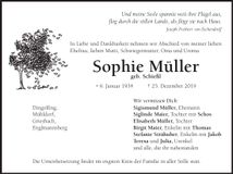 Traueranzeige Sophie Müller