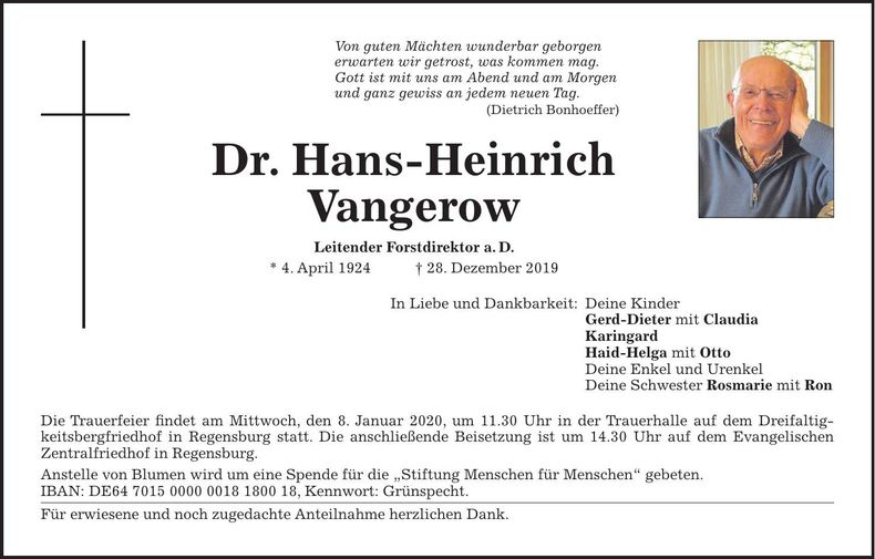 Traueranzeige Hans-Heinrich Vagerow