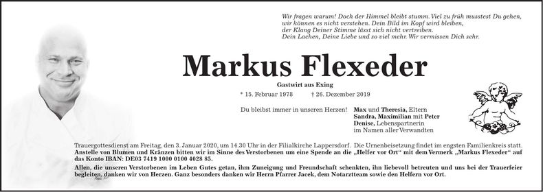Traueranzeige Markus Flexeder