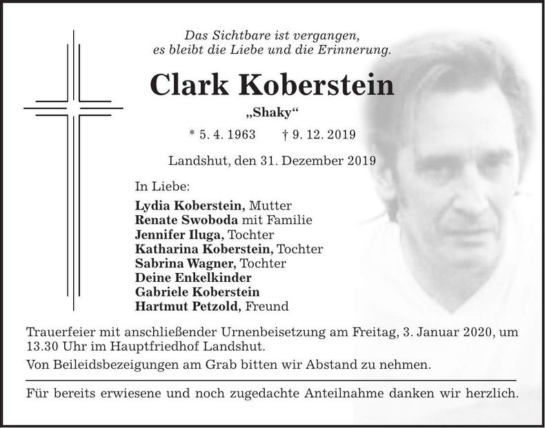 Traueranzeige Clark Koberstein