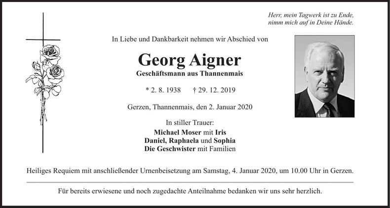 Traueranzeige Georg Aigner