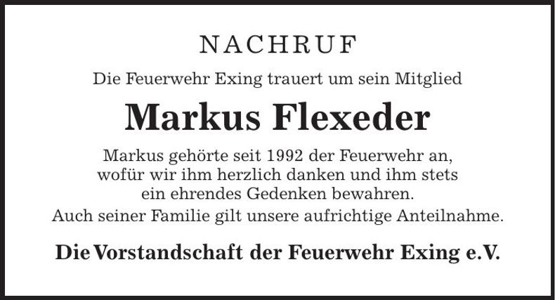 Traueranzeige Markus Flexeder