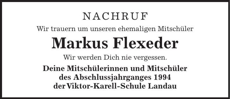 Traueranzeige Markus Flexeder