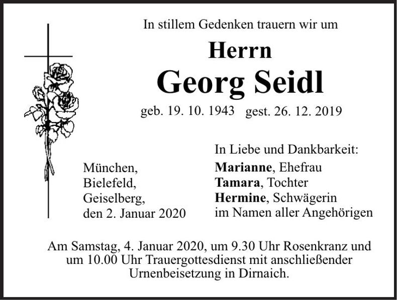 Traueranzeige Georg Seidl