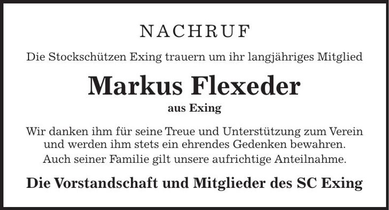 Traueranzeige Markus Flexeder