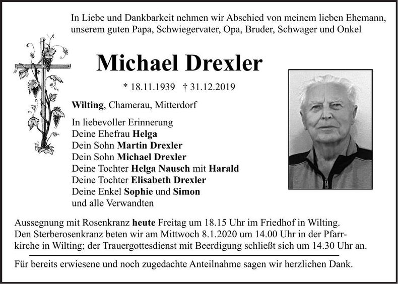 Traueranzeige Michael Drexler