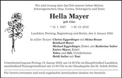 Traueranzeige Hella Mayer