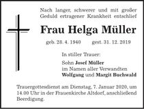 Traueranzeige Helga Müller