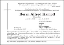 Traueranzeige Alfred Kampfl