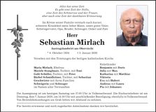 Traueranzeige Sebastian Mirlach