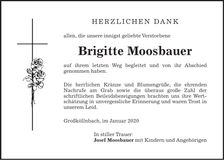 Traueranzeige Brigitte Moosbauer