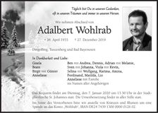 Traueranzeige Adalbert Wohlrab
